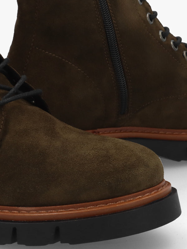 Lissy Green Suede Lace Up Ankle Boots