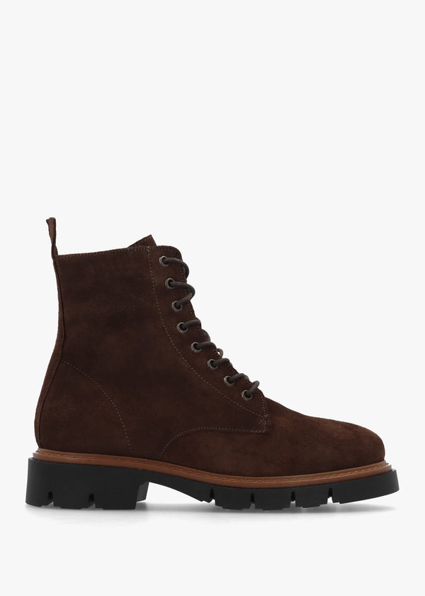 Lissy Brown Suede Lace Up Ankle Boots