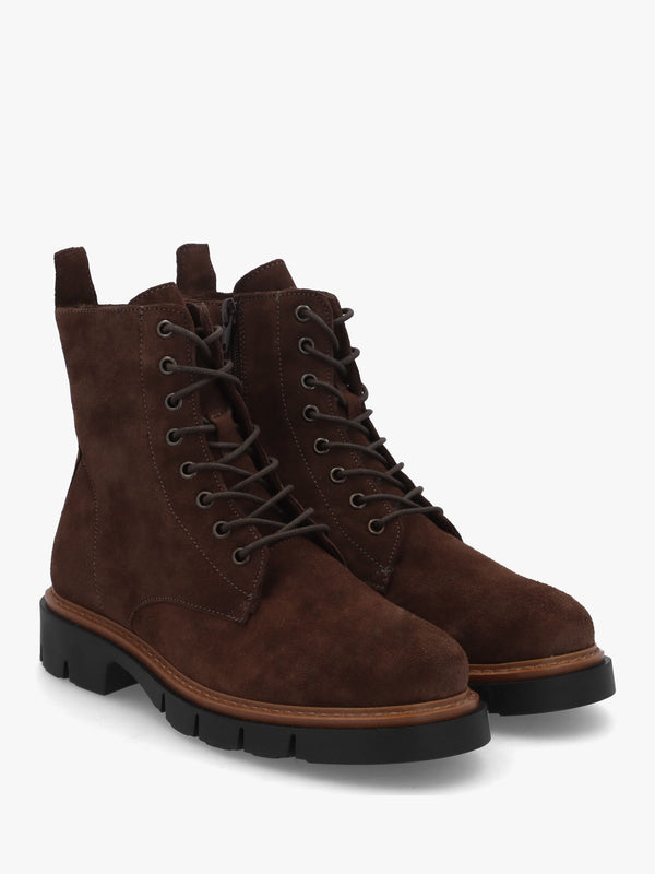 Lissy Brown Suede Lace Up Ankle Boots