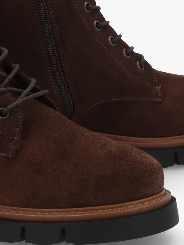 Lissy Brown Suede Lace Up Ankle Boots