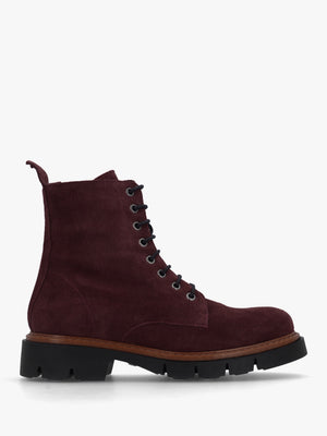 Lissy Burgundy Suede Lace Up Ankle Boots
