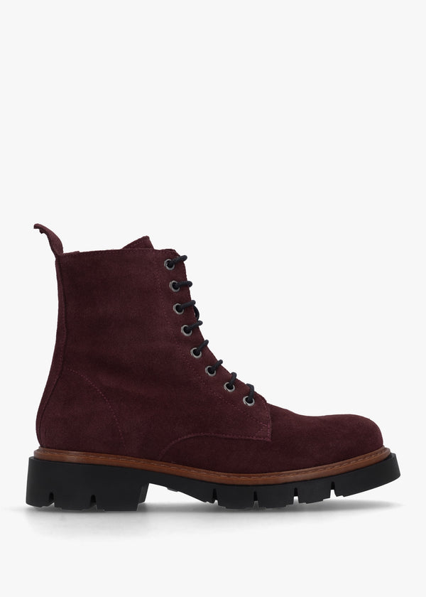 Lissy Burgundy Suede Lace Up Ankle Boots