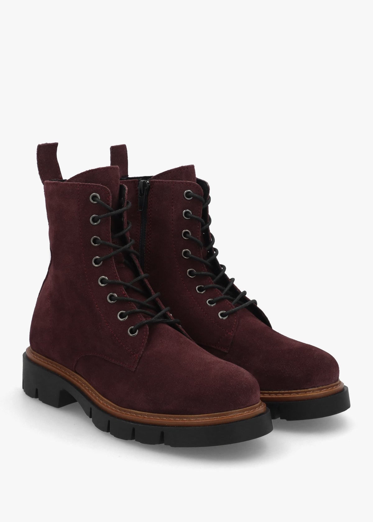 Lissy Burgundy Suede Lace Up Ankle Boots