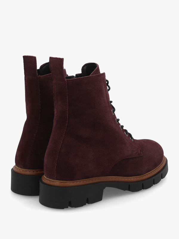 Lissy Burgundy Suede Lace Up Ankle Boots