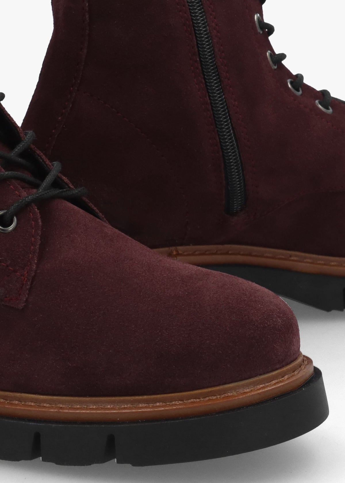 Lissy Burgundy Suede Lace Up Ankle Boots