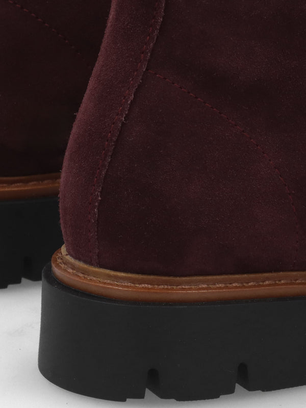 Lissy Burgundy Suede Lace Up Ankle Boots