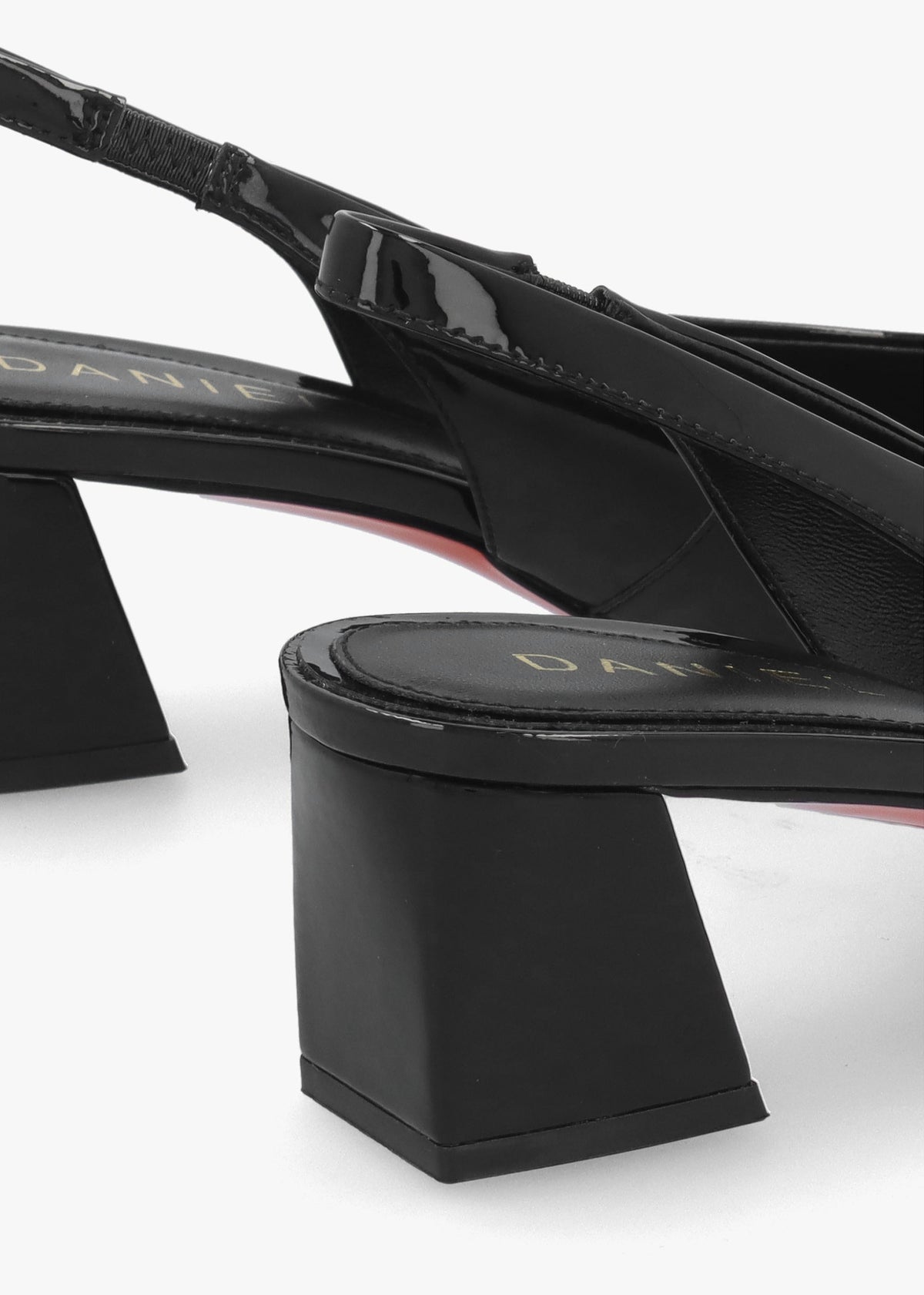 Sachay Black Patent Leather Sling Back Court Shoes