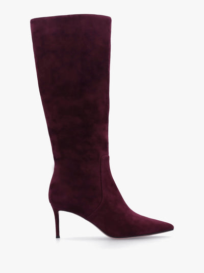 Saffia Burgundy Suede Slim Heel Knee Boots