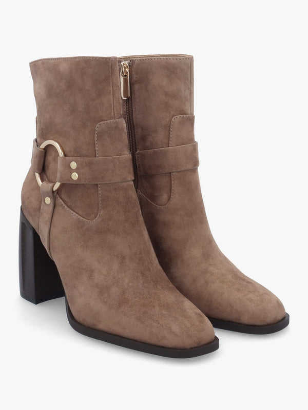 Sarny Mink Suede Block Heel Ankle Boots