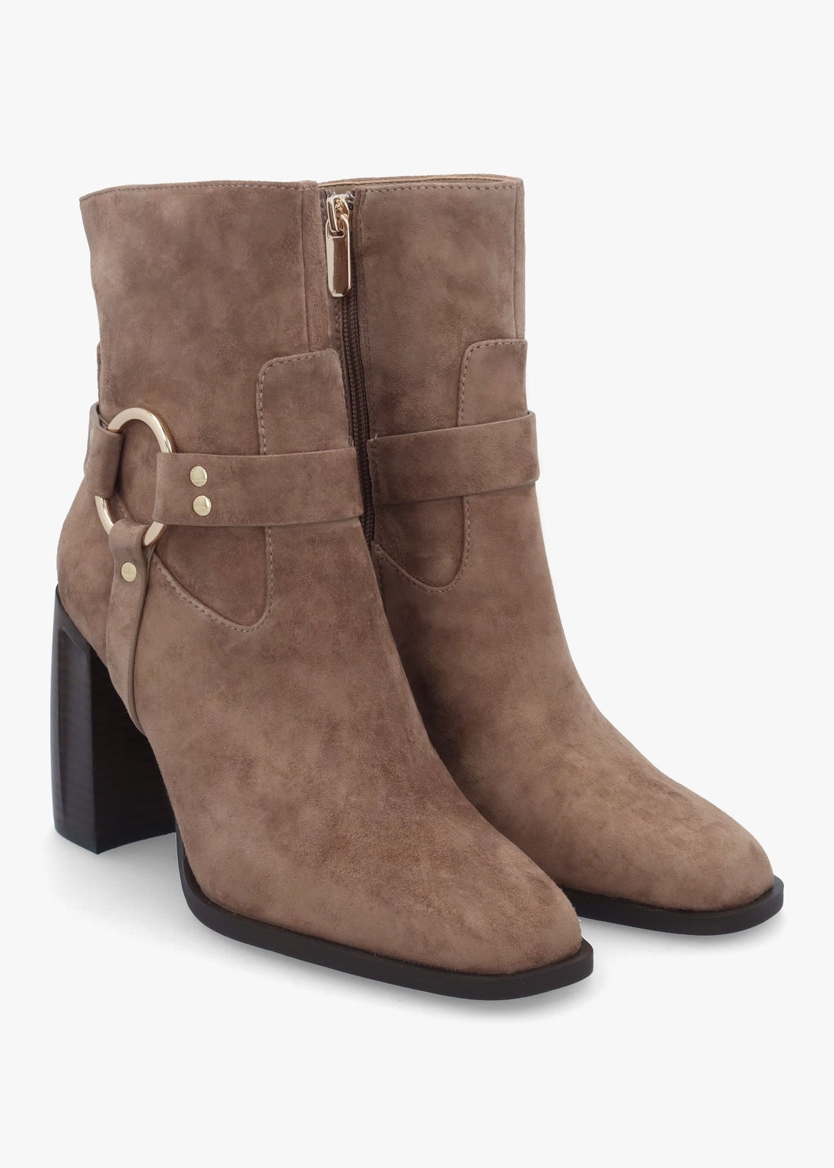 Sarny Mink Suede Block Heel Ankle Boots