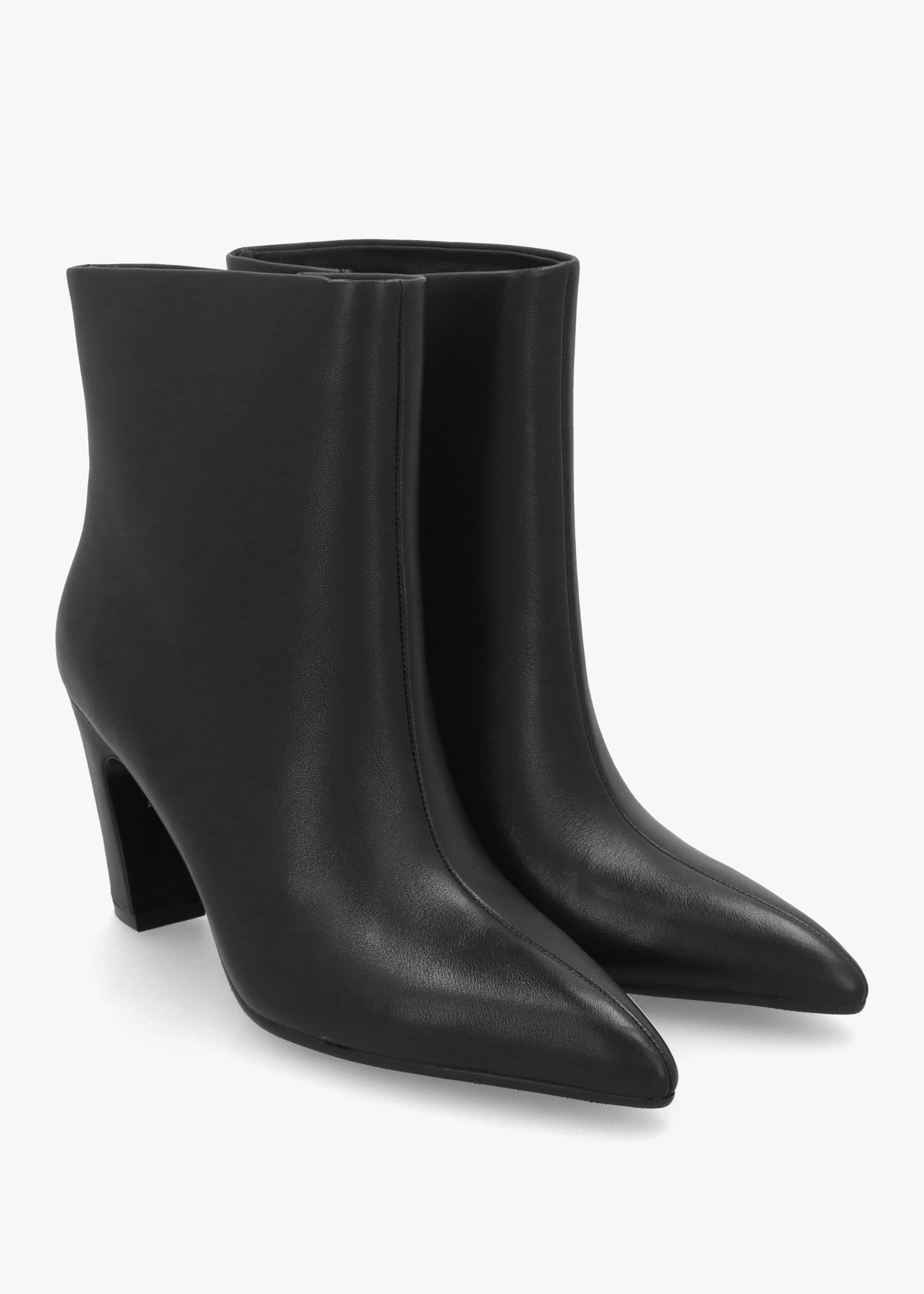 Suzie Black Leather Curved Heel Ankle Boots