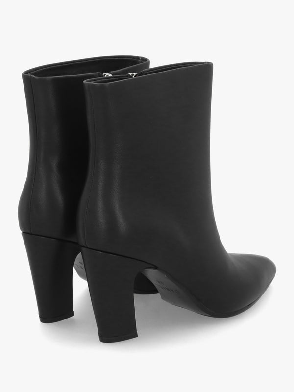 Suzie Black Leather Curved Heel Ankle Boots