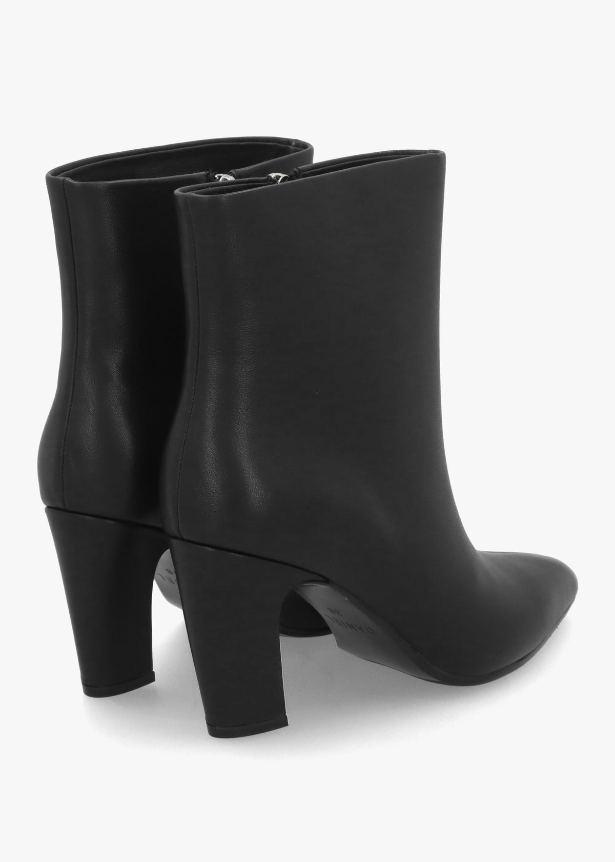 Suzie Black Leather Curved Heel Ankle Boots