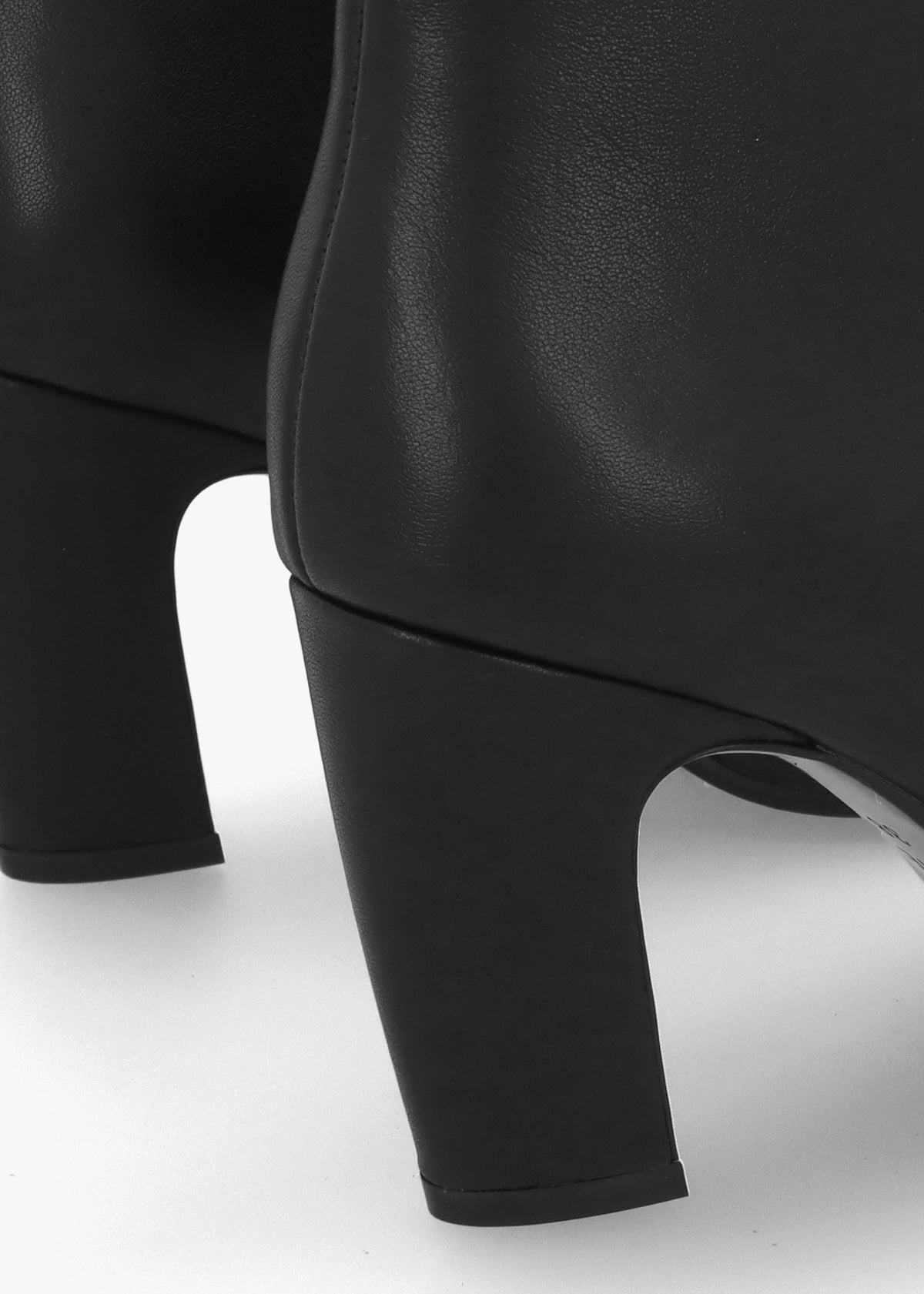 Suzie Black Leather Curved Heel Ankle Boots
