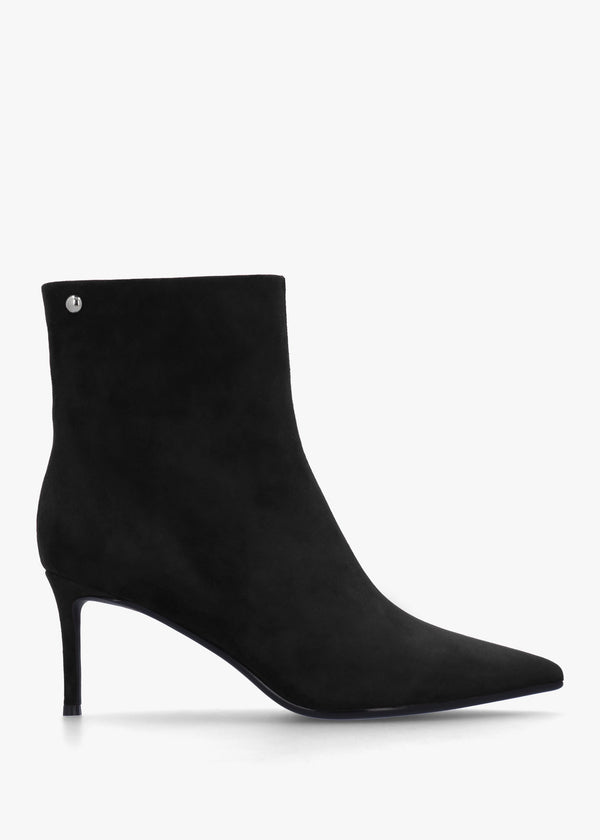 Swift Black Suede Mid Heel Ankle Boots