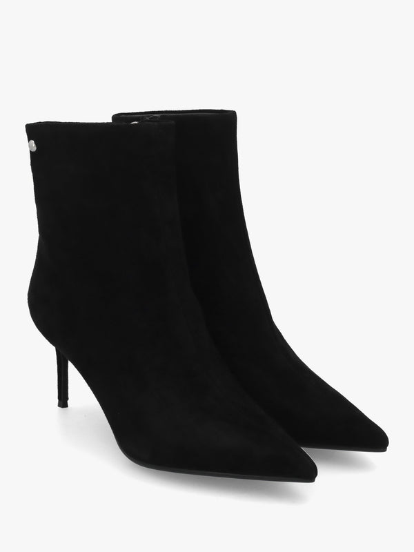 Swift Black Suede Mid Heel Ankle Boots
