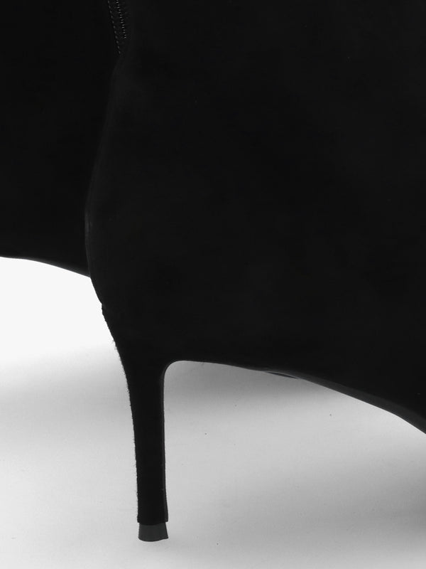 Swift Black Suede Mid Heel Ankle Boots