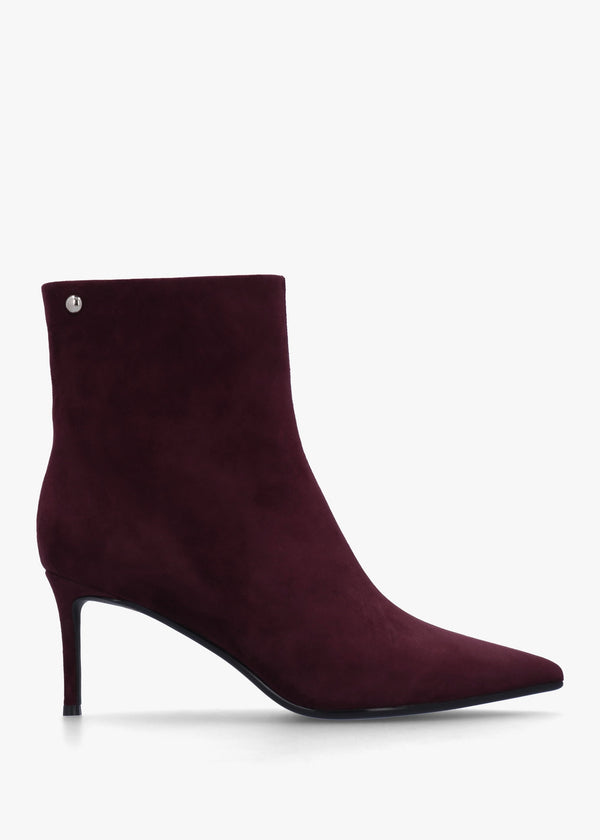 Swift Burgundy Suede Mid Heel Ankle Boots