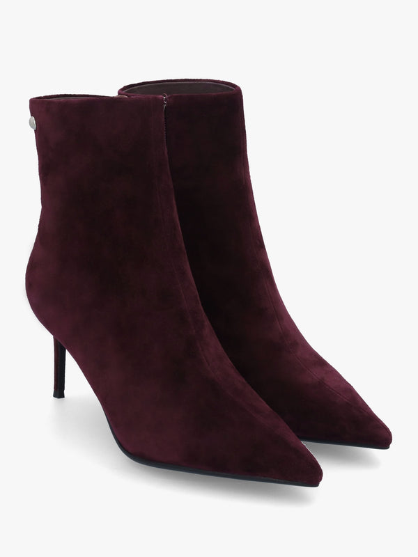 Swift Burgundy Suede Mid Heel Ankle Boots