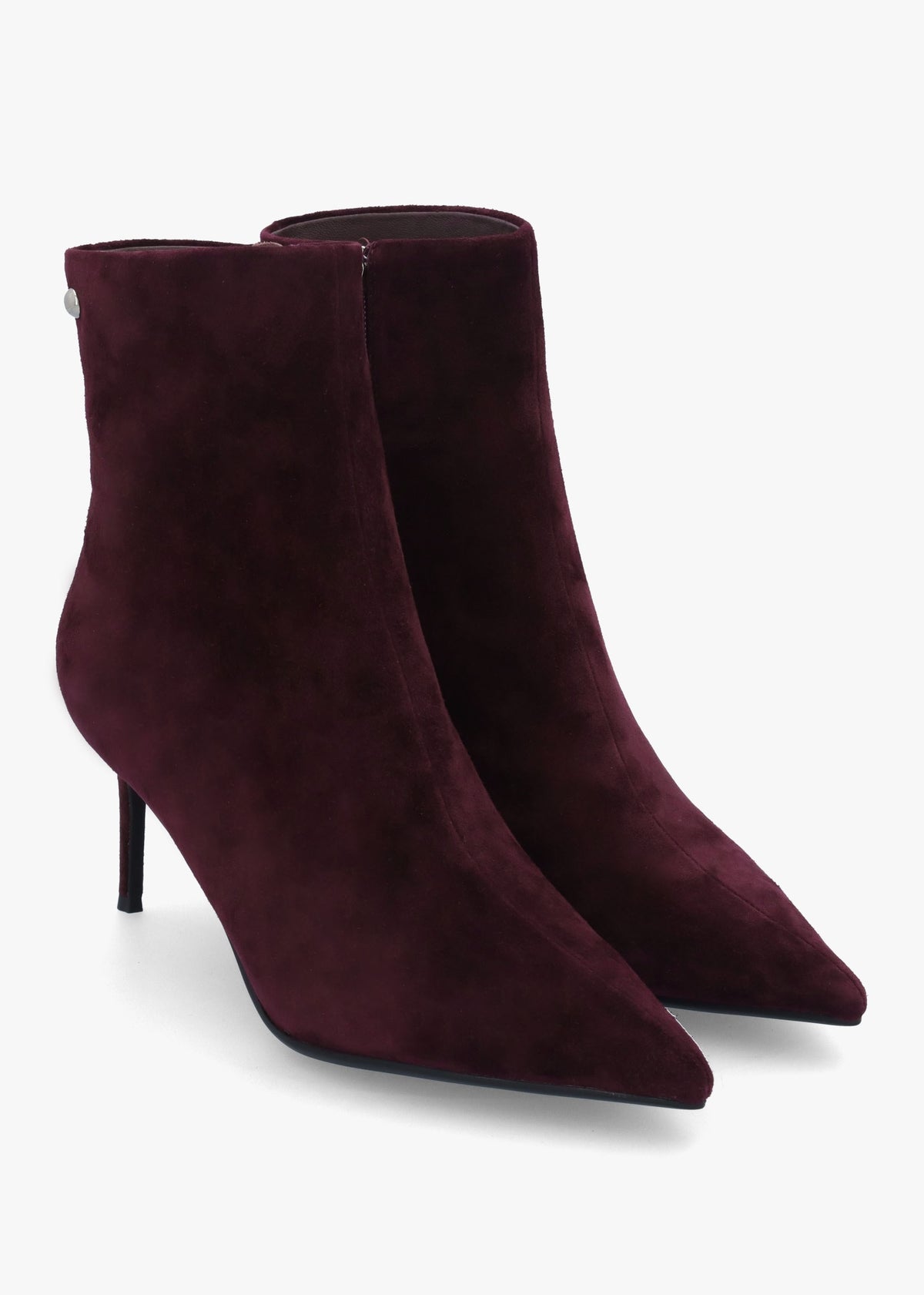 Swift Burgundy Suede Mid Heel Ankle Boots