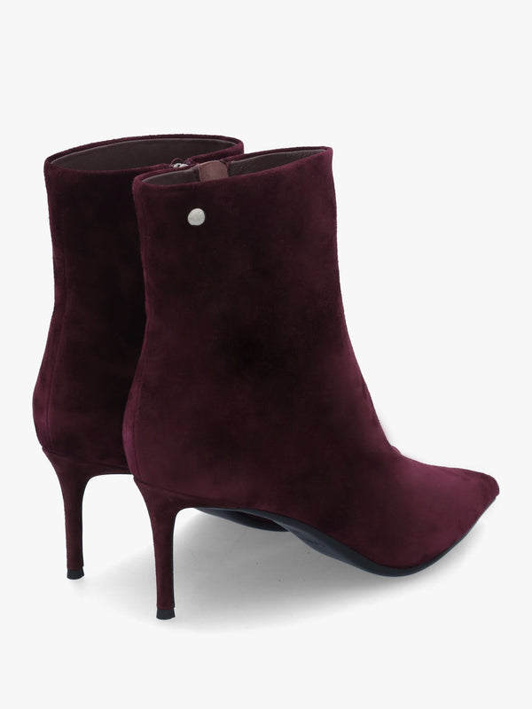 Swift Burgundy Suede Mid Heel Ankle Boots