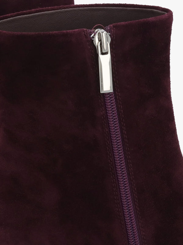Swift Burgundy Suede Mid Heel Ankle Boots