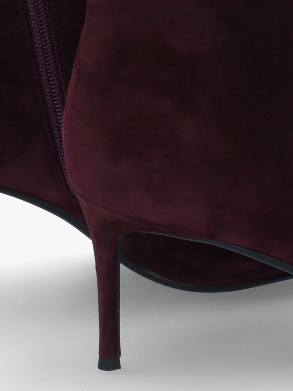 Swift Burgundy Suede Mid Heel Ankle Boots