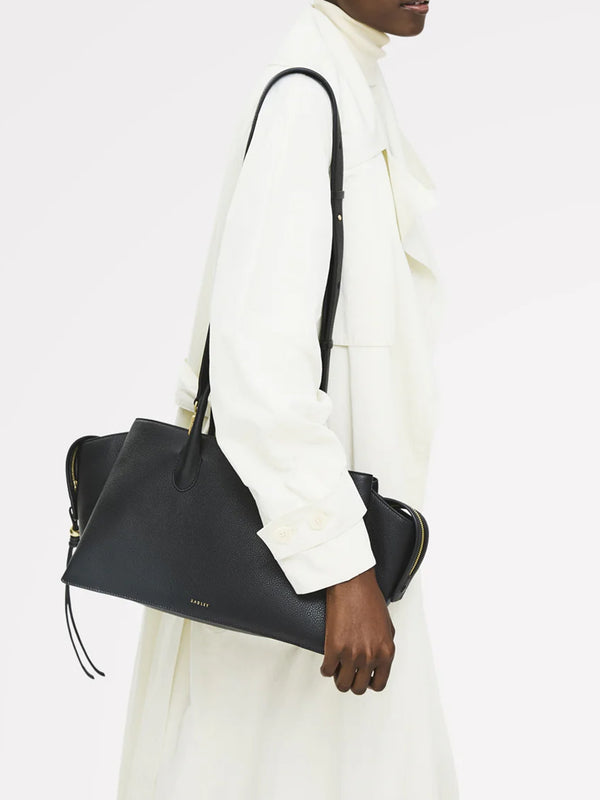 The Romilly Large Black Leather Grab Bag