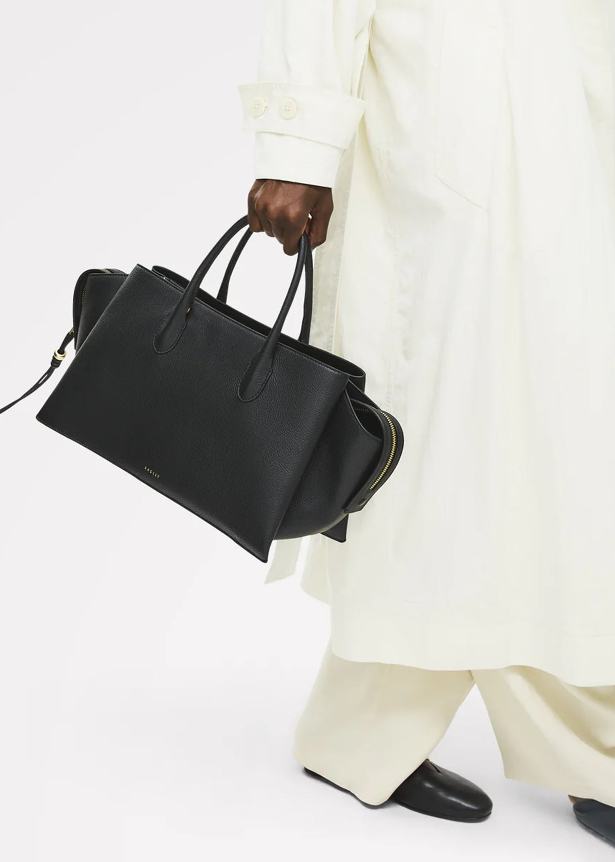 The Romilly Large Black Leather Grab Bag