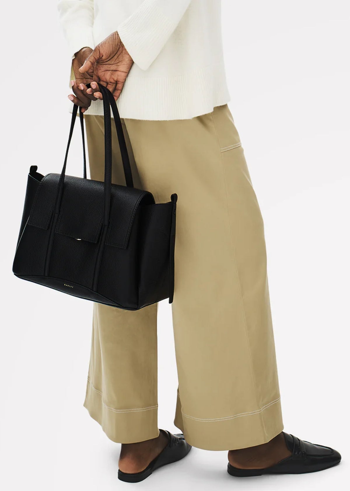 Large The Chancery Flapover Black Leather Shoulder Bag