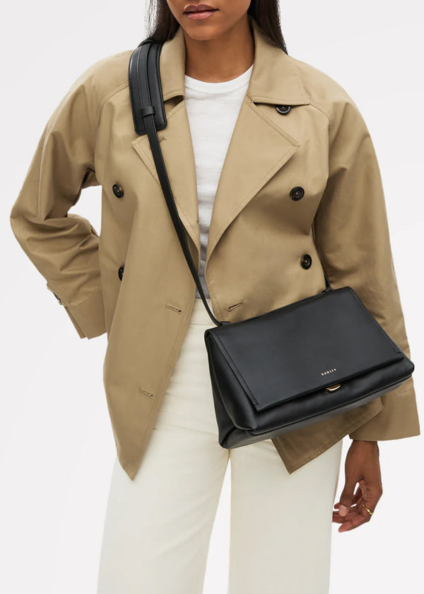 Medium Mercer Street Black Leather Shoulder Bag
