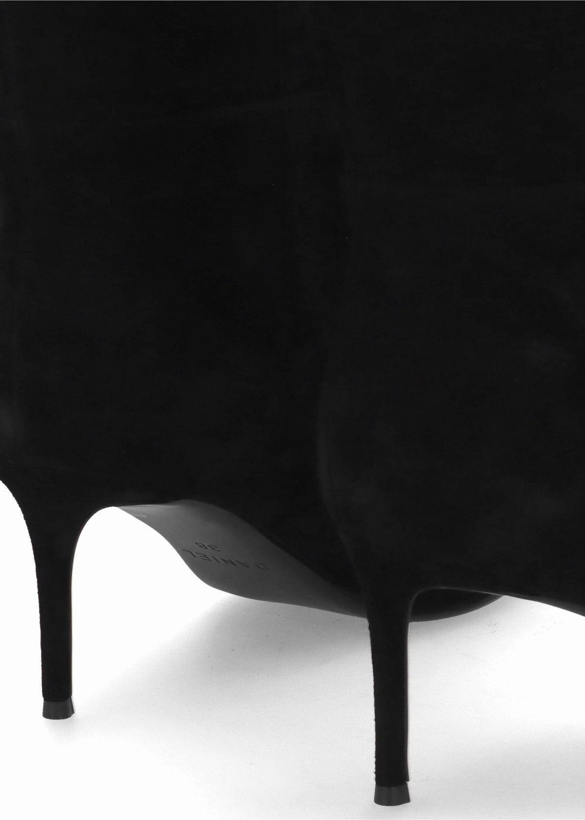 Suched Black Suede Heeled Knee Boots