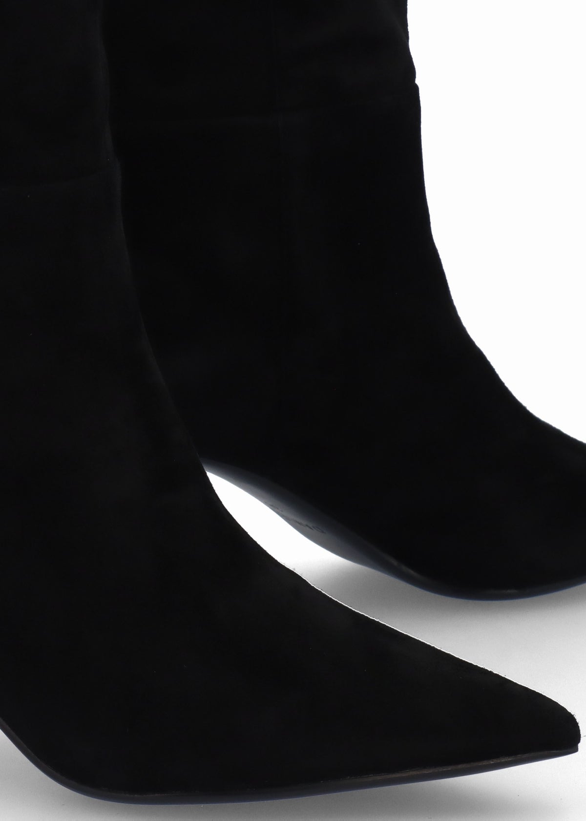 Suched Black Suede Heeled Knee Boots