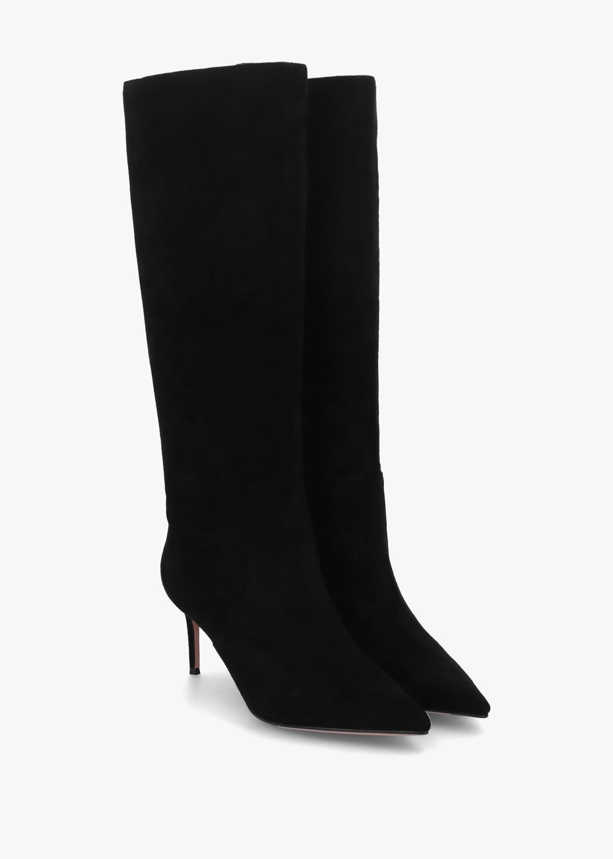 Saffia Black Suede Slim Heel Knee Boots