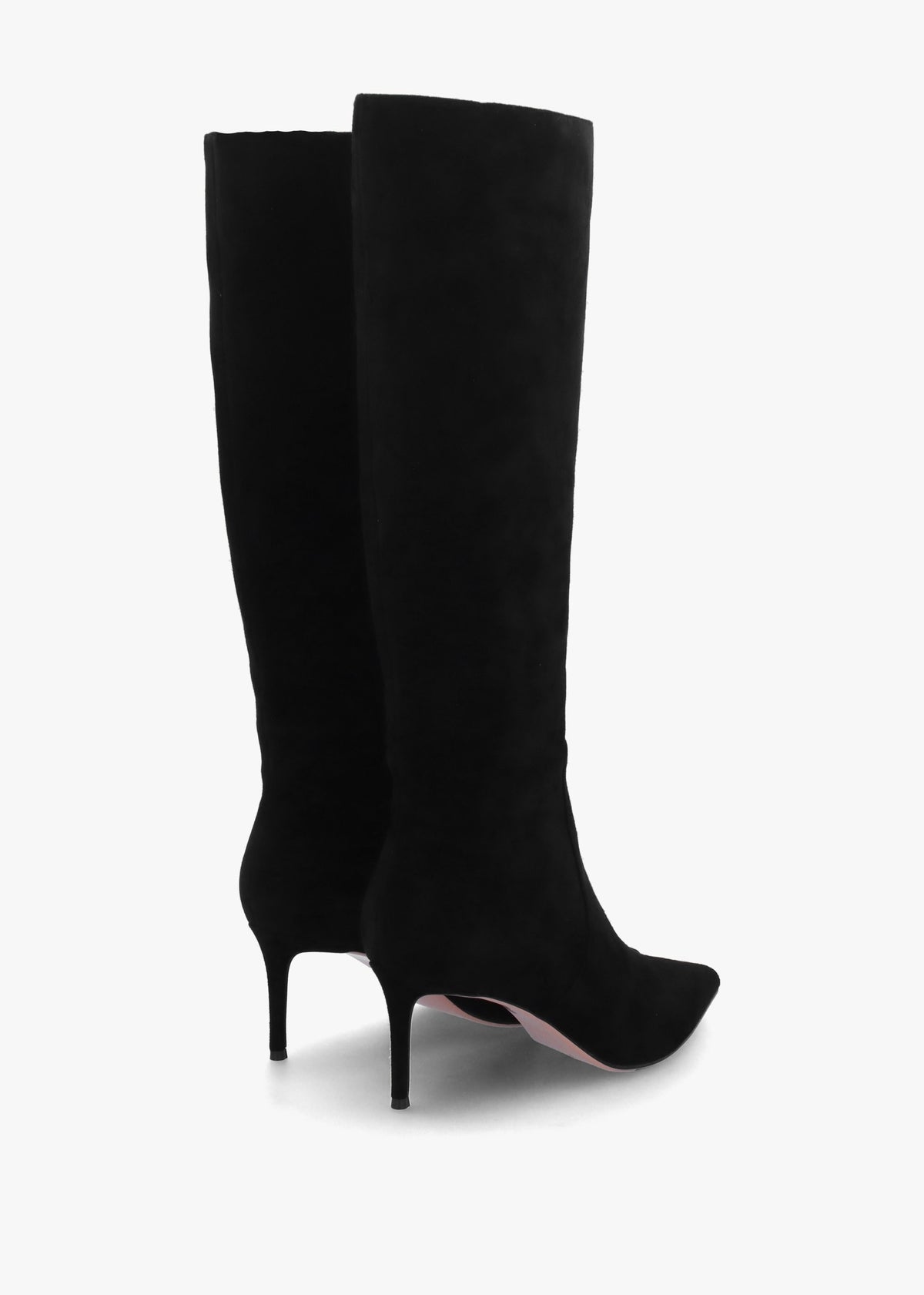 Saffia Black Suede Slim Heel Knee Boots