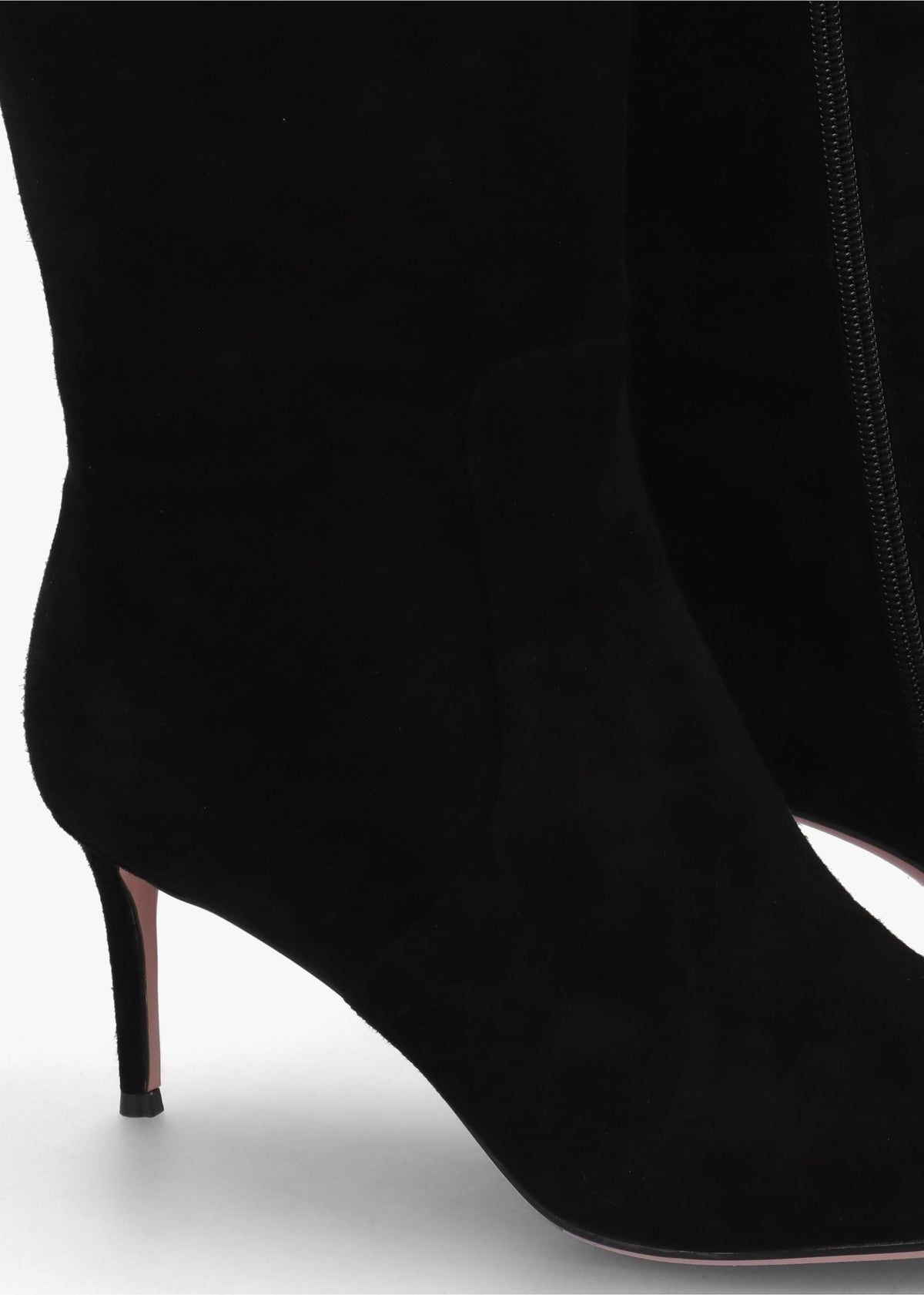 Saffia Black Suede Slim Heel Knee Boots