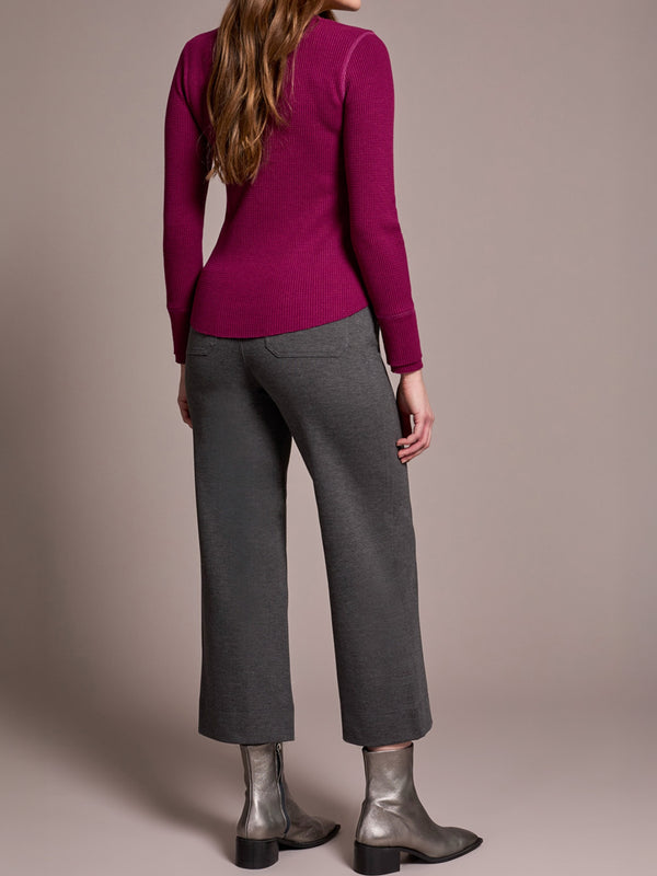 Henley Waffle Purple Long-Sleeve Top