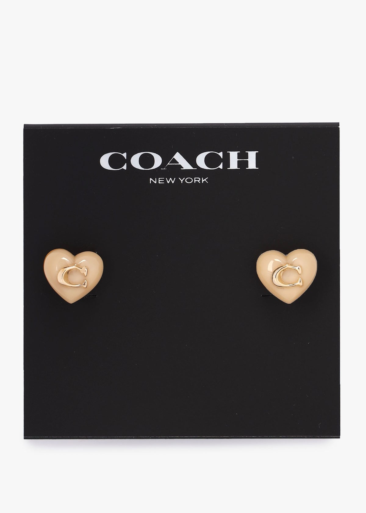 Resin Heart C Logo Gold Stud Earrings