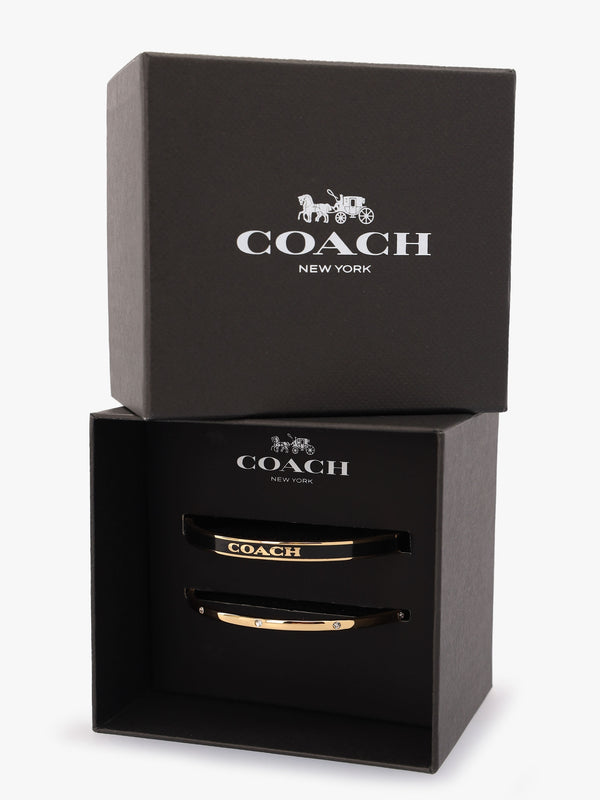 Black & Gold Enamel Crystal Duo Bangle Set