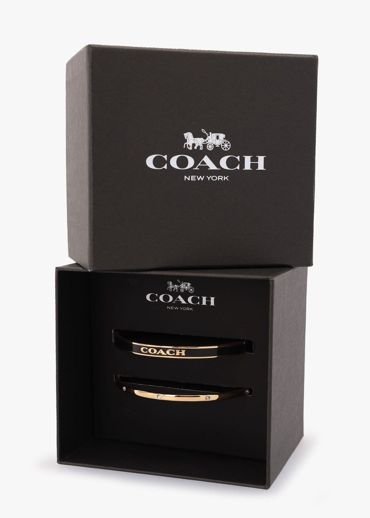 Black & Gold Enamel Crystal Duo Bangle Set