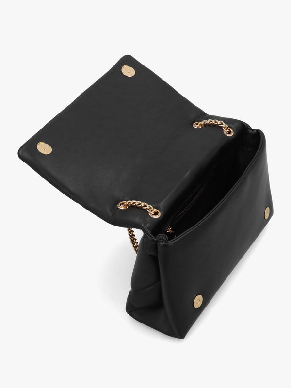 Heart Logo Quilted Pillow Nero Shoulder Bag