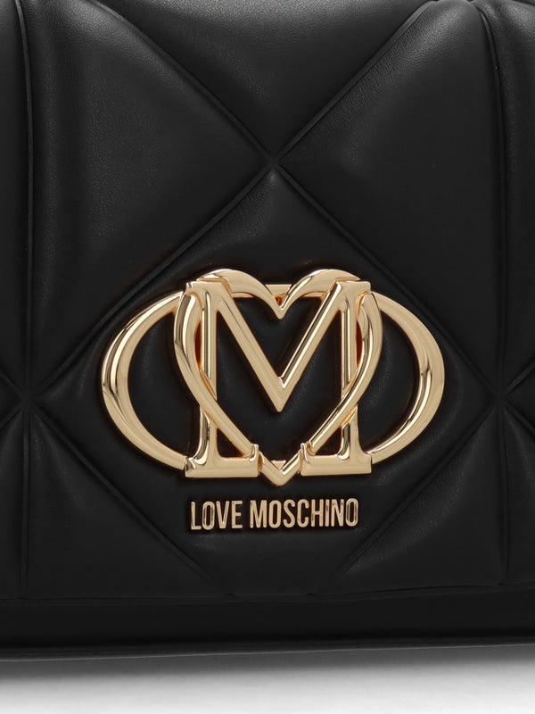 Heart Logo Quilted Pillow Nero Shoulder Bag