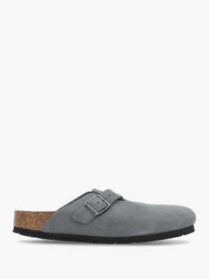 Boston Basalt Gray Tonal Footbed Suede Clogs