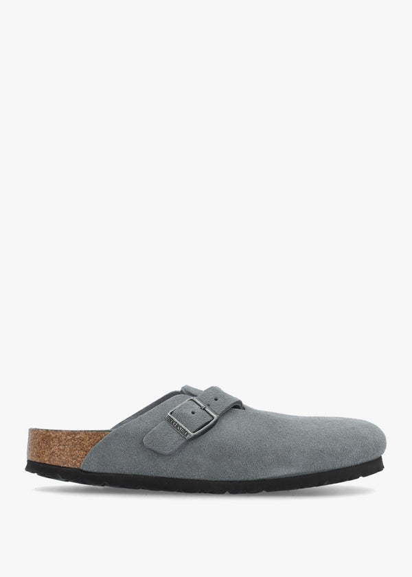 Boston Basalt Gray Tonal Footbed Suede Clogs