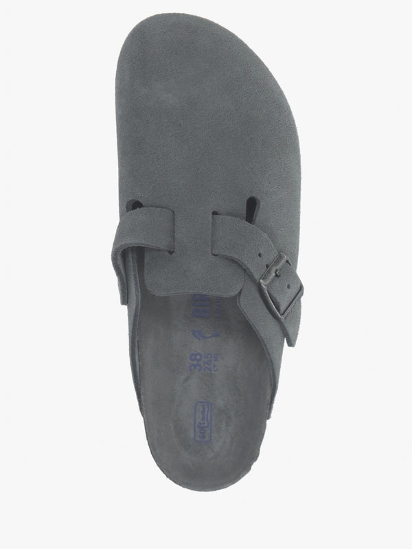 Boston Basalt Gray Tonal Footbed Suede Clogs