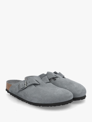 Boston Basalt Gray Tonal Footbed Suede Clogs
