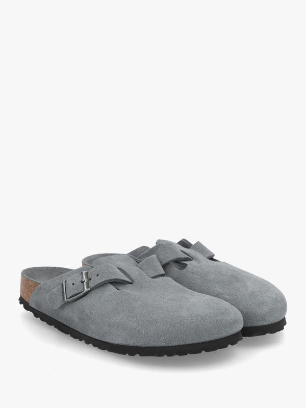 Boston Basalt Gray Tonal Footbed Suede Clogs