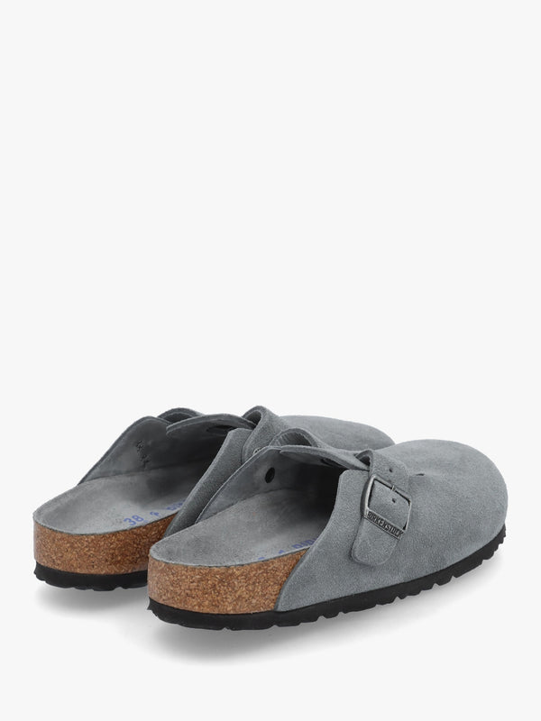 Boston Basalt Gray Tonal Footbed Suede Clogs