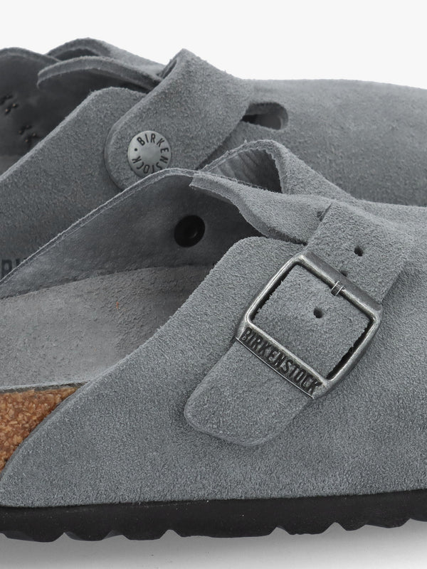 Boston Basalt Gray Tonal Footbed Suede Clogs