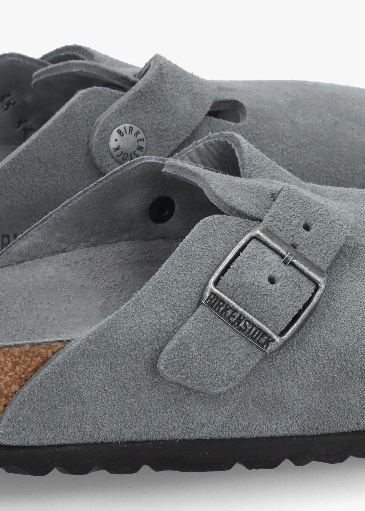 Boston Basalt Gray Tonal Footbed Suede Clogs